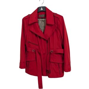 Marc New York Red Trench Coat Belt Fully Lined Woman's XL